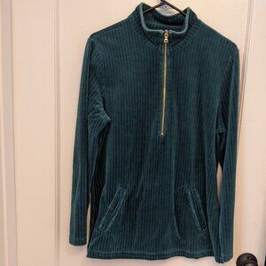 Appleseed’s Dark Green Corduroy 1/4 Zip Large Cotton Lightweight Cozy